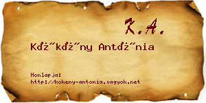 Kökény Antónia névjegykártya